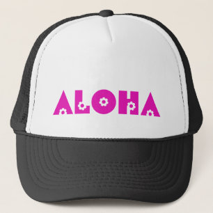 Boné Aloha em flores cor-de-rosa
