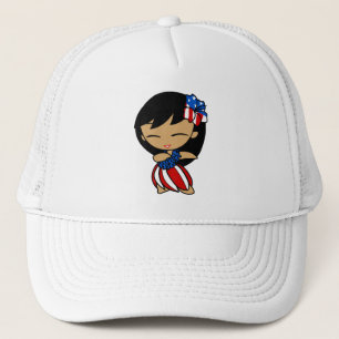 Boné Aloha Honys USA Flag Hula Girl Hats