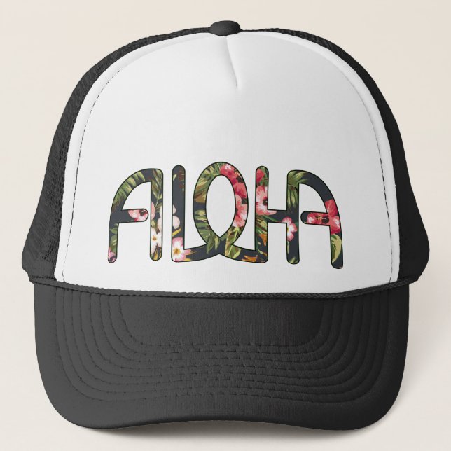 Boné Aloha preto tropical (Frente)