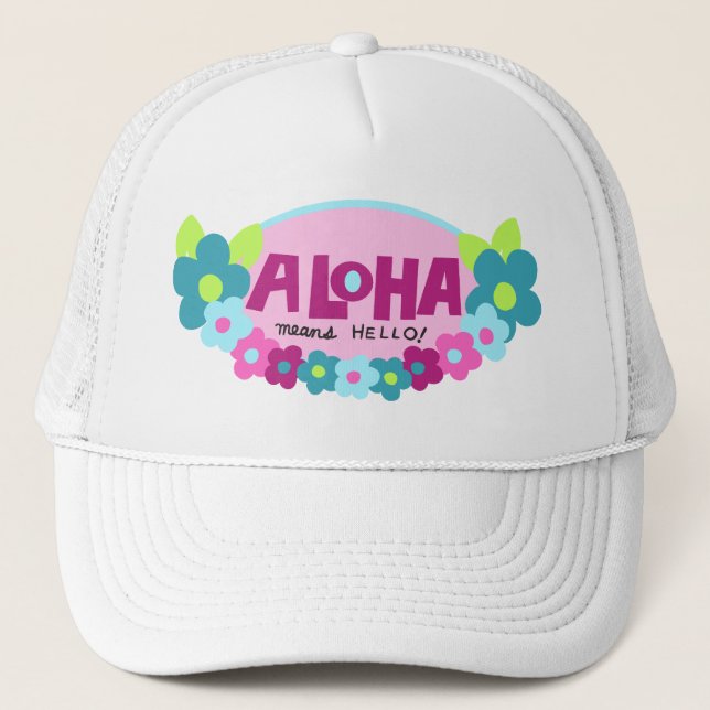 Boné Aloha Quer Dizer Olá Trucker Hat (Frente)
