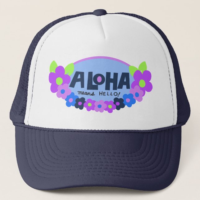 Boné Aloha significa Hello Hawaiian Floral (Frente)