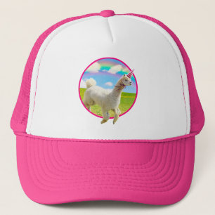 Boné Alpaca Unicorn Sob O Rainbow Sky