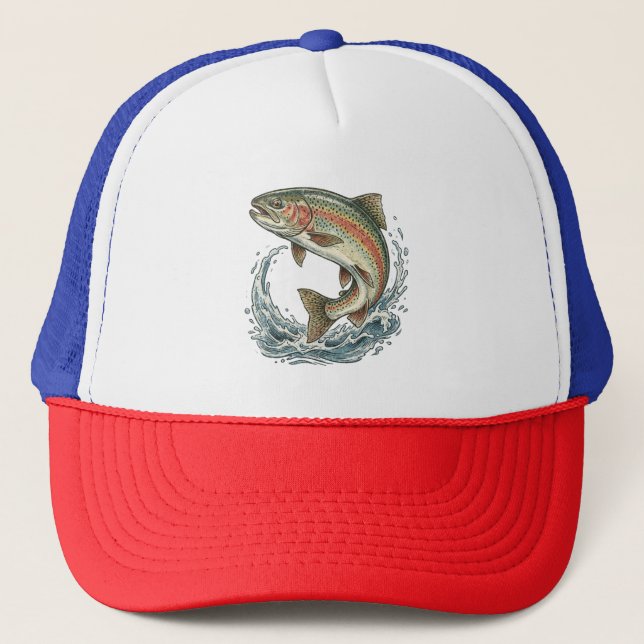 Boné Amante da Pesca – Design de Pesca de Truta (Frente)
