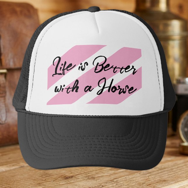 Boné Amante de cavalos branco rosa (Criador carregado)
