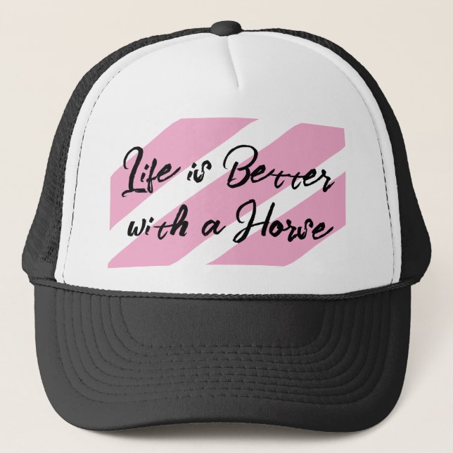 Boné Amante de cavalos branco rosa (Frente)