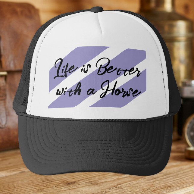 Boné Amante de cavalos branco roxo (Criador carregado)