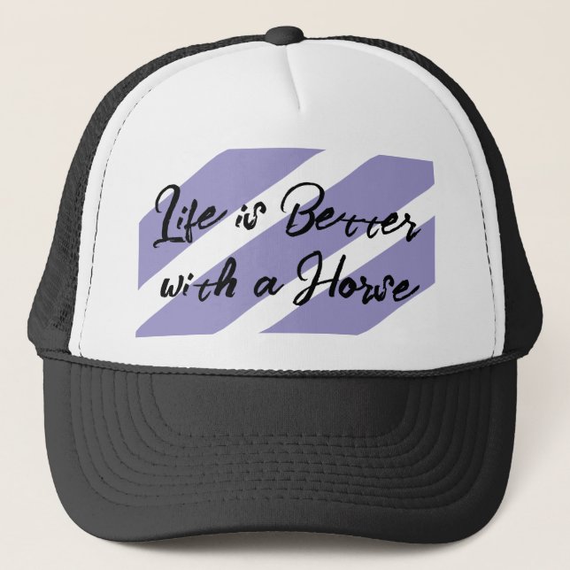 Boné Amante de cavalos branco roxo (Frente)