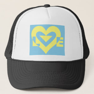 Boné Amarelo de Amor em Azul