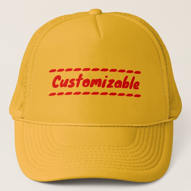 Boné Amarelo e Vermelho Personalizável (Frente)