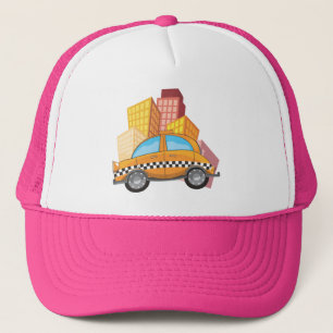 Boné amarelo+táxi, desenhos animados+táxi,