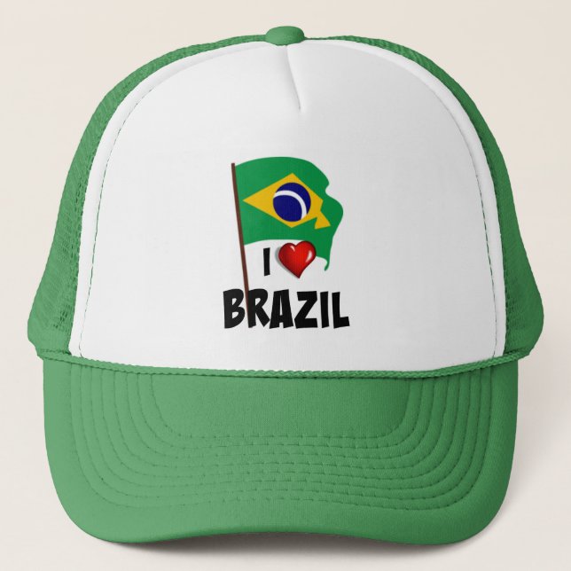 Boné Amo o Brasil, bandeira do Brasil acenando (Frente)
