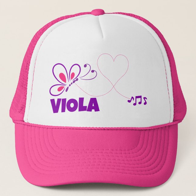Boné Amo Viola Rosa Borboleta Coração Roxo (Frente)