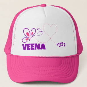 Boné Amor Veena Rosa Borboleta Roxa Coração