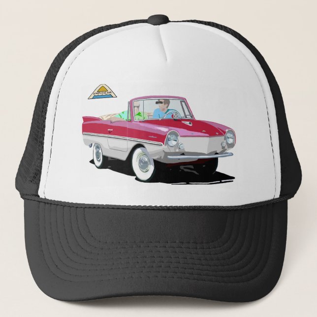 Boné Amphicar branco-vermelho (Frente)