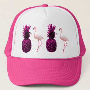 Boné Ananás Tropicais Elegantes e Flamingo