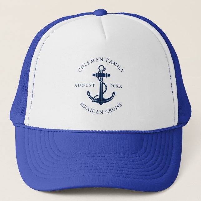 Boné Âncora Azul Marinho Barco Náutico Personalizado (Frente)