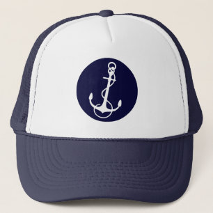 Boné Âncora de barco náutico azul marinho e branco 2