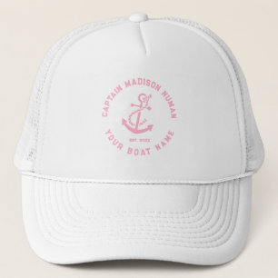 Boné Âncora de Barco Náutico Vintage Rosa e Branco