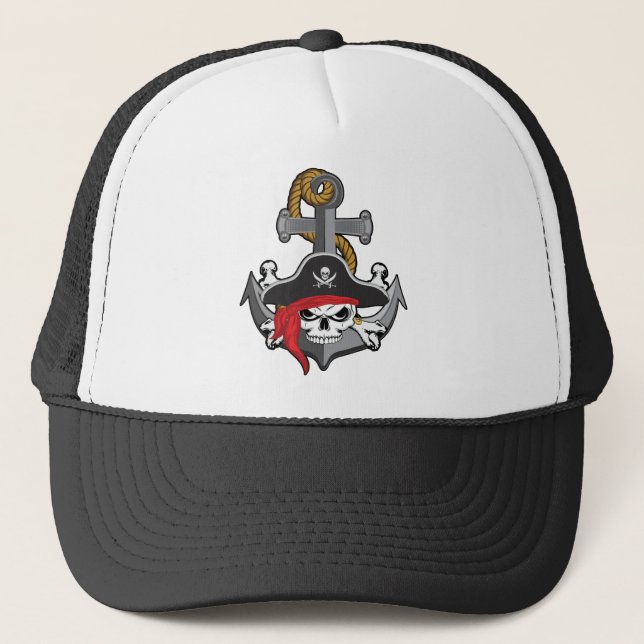 Boné Âncora de Caveira de Pirata (Frente)