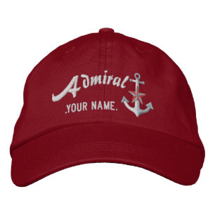 Boné Âncora Náutica Personalizada Almirante Nome Branco