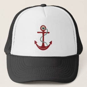 Boné Âncora vermelha do navio com coração
