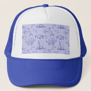 Boné Animais marinhos e padrão de desenho de uma linha