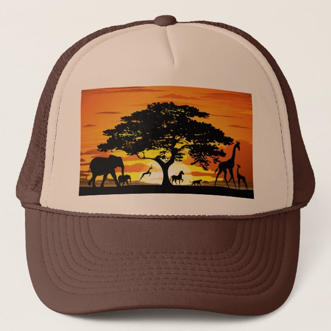 Boné Animais Selvagens em Savannah Sunset Hat (Frente)