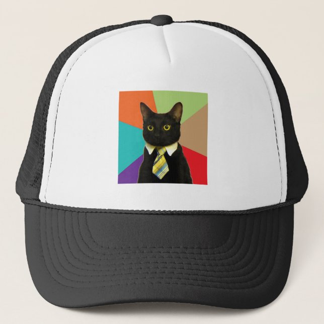 Boné Animal Meme do conselho do gato do negócio (Frente)