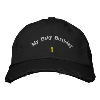 Boné Aniversário do Meu Bebê 3 Chapéu Preto de Aniversá