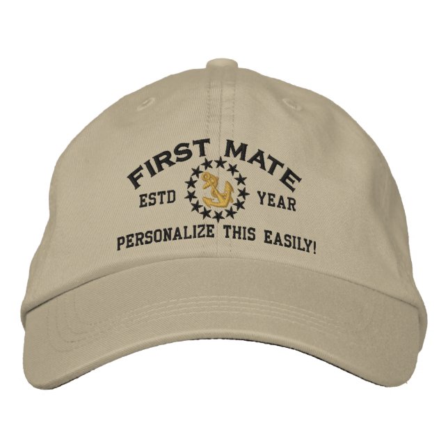 Boné Ano Personalizável e Nomes Primeiro Iate de Papaga (Frente)