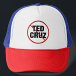 Boné Anti Ted Cruz<br><div class="desc">Democratas unem-se contra Ted Cruz. Uma greve vermelha e um círculo em torno do nome de Ted Cruz em um chapéu político para um democrata liberal do Texas.</div>