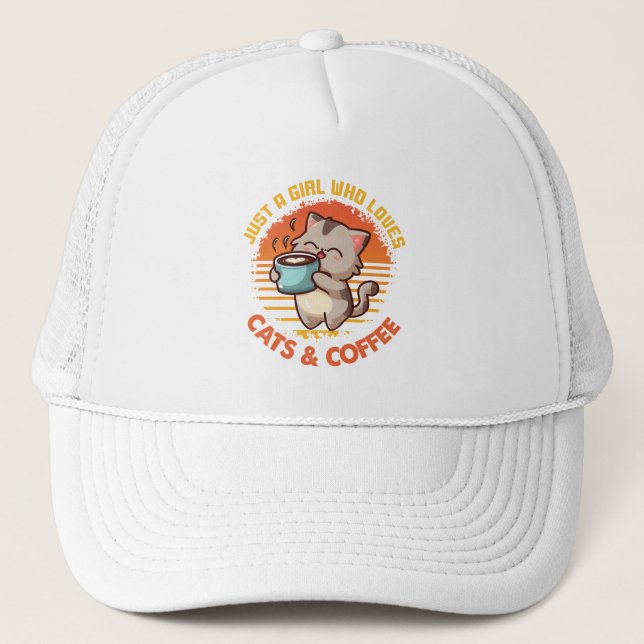 Boné Apenas Uma Menina Que Ama Cats E Café (Frente)