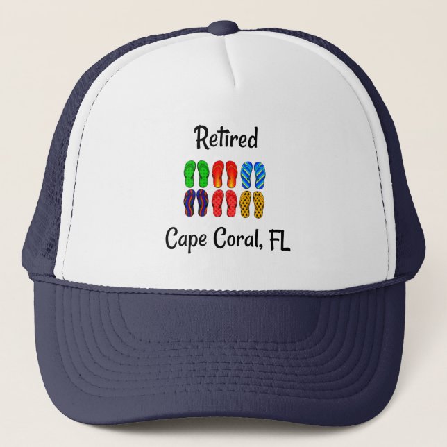 Boné Aposentado, Cape Coral, FL, design de chinelos, (Frente)