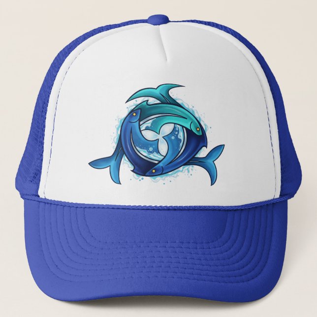 Boné Aqua Harmony: Trinidade de Peixes Interligados (Frente)