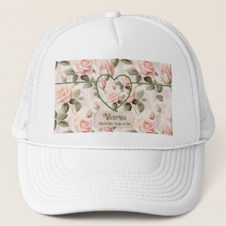 Boné Aquarela Rosa Cor-de-rosa e Botânica