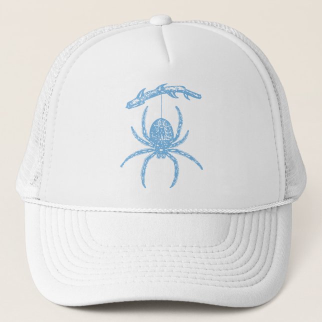 Boné Aranha Azul Prendendo-Se De Ramificação (Frente)