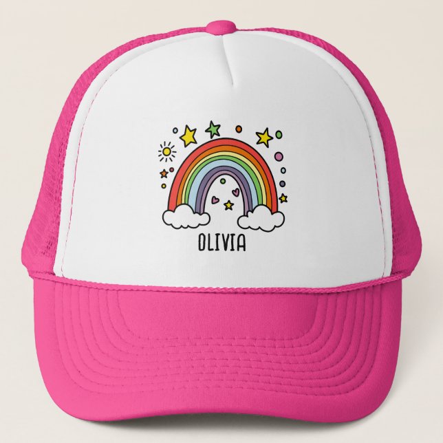 Boné Arco-íris Caprichoso Personalizado para Meninas (Frente)
