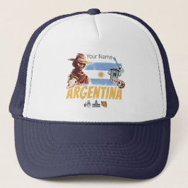 Boné Argentina vintage gaúcho com bola de futebol de ba
