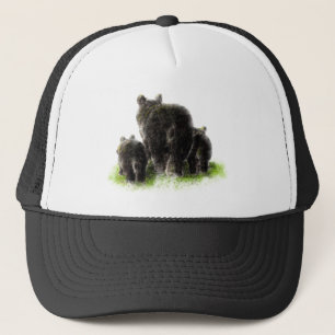 Boné Arte da Natureza Vida Selvagem Família de Urso Pre
