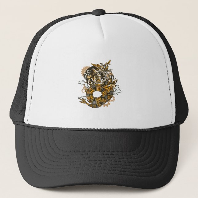 Boné Arte de Dragão Steampunk (Frente)