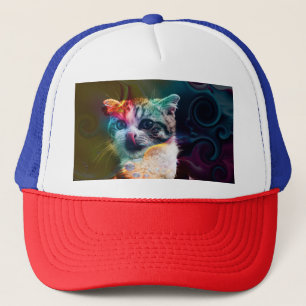 BONÉ ARTE DE GATO COLORIDA E ENGRAÇADA