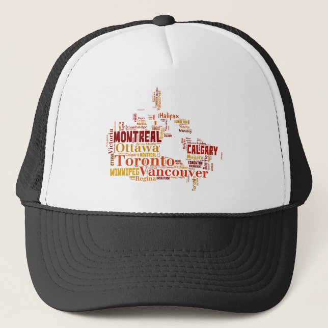 Boné Arte de Palavras Cidades do Canadá (Frente)