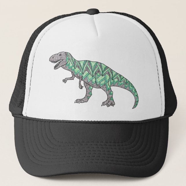 Boné Arte ilustrada Doodle do dinossauro de T-Rex (Frente)