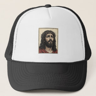 Boné Arte Vetorial de Retrato Religioso da Coroa de Esp