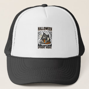 Boné Arte Vintage de Cabine Assombrada de Halloween Noi