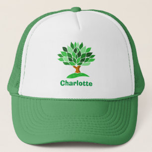 Boné Árvore com Folhas Verdes. Adicionar Nome. Chapéu F