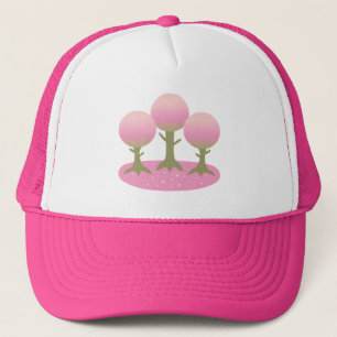 Boné Árvores redondas de flores de cerejeira