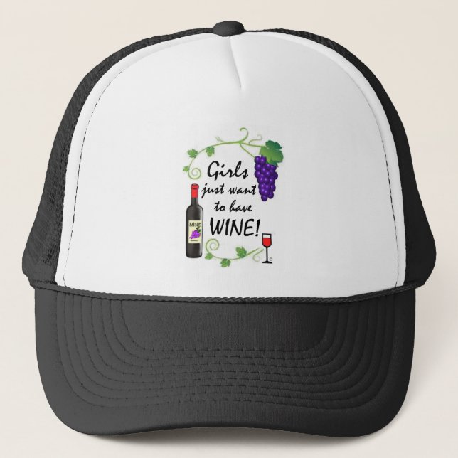 Boné As meninas apenas querem comer o vinho! (Frente)