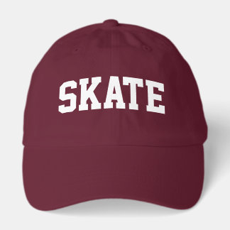 Boné Athletic SKATE Texto Branco Fundo Vermano Marrom