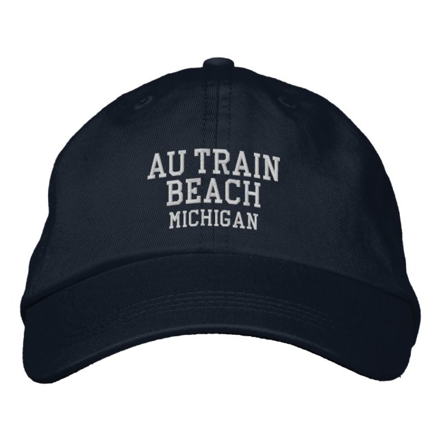 Boné Au Train Beach Michigan Embroidered Baseball Hat (Frente)